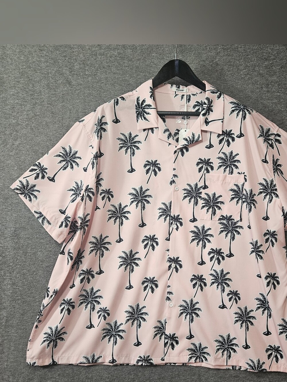 Coofandy Pink Palm Tree Short Sleeve Button Up Shirt Mens 5XL Vacation Beach NWT